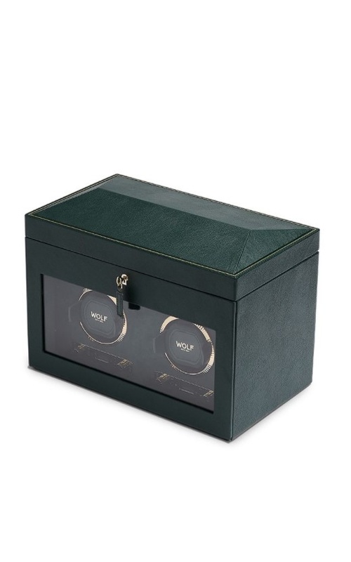 Wolf Double Watch Winder With Storage - British Racing Green