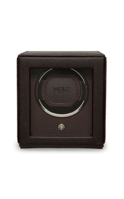 WOLF CUB SINGLE WATCH WINDER WITH COVER - BROWN