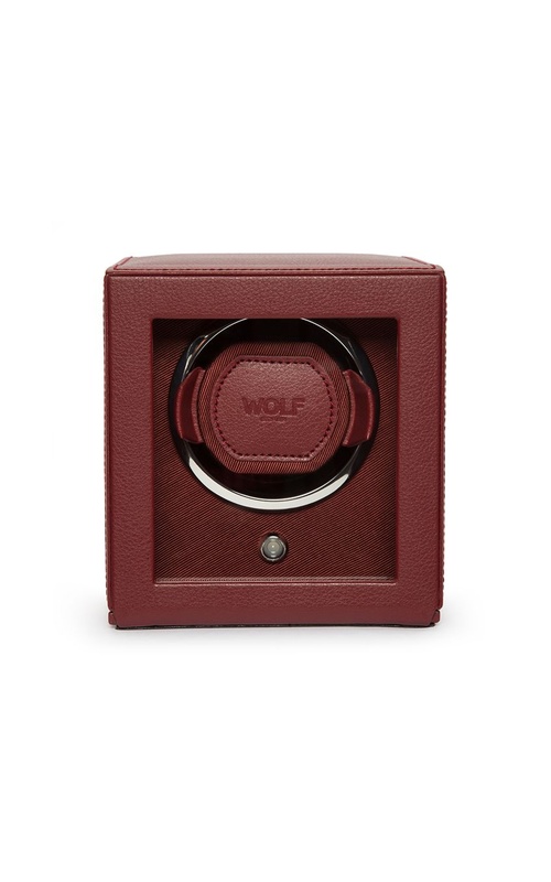WOLF CUB SINGLE WATCH WINDER WITH COVER - BORDEAUX