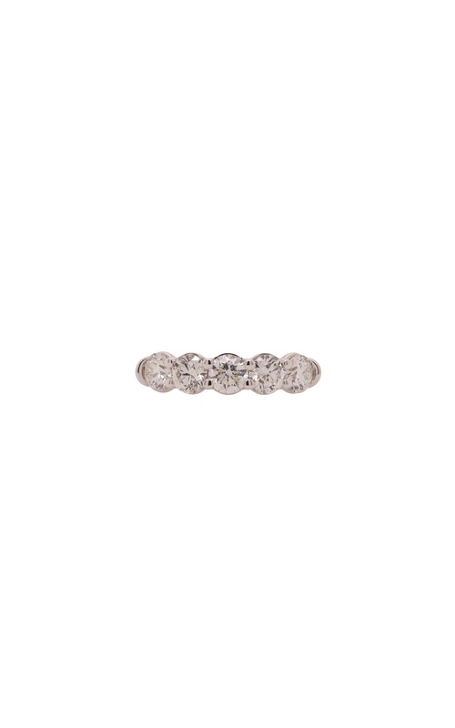 14k white gold 5-stone wedding band with 5=1.68ctw G VS1 round diamonds size 6.5