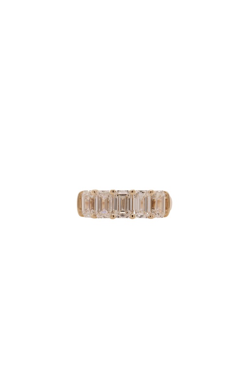 14k Yellow gold 5-stone wedding band with 5=2.61ctw G VS1-VVS emerald cut diamonds size 5