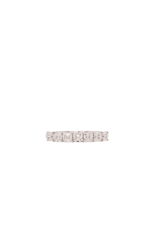 PLATINUM ASSCHER BAND W/ 7=1.43CTW D/E VSI DIAMONDS SIZE: 6.5