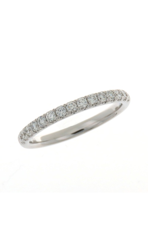 White 18 Karat Wedding Band Size 6.5 With 13 = 0.46Tw Round G/H Si Diamonds