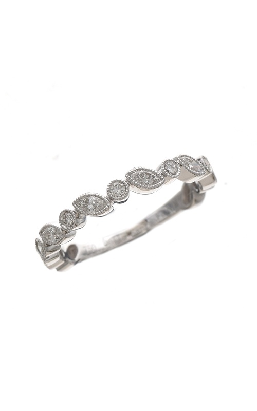 White 18 Karat Wedding Band Size 6.5 With 8=0.32Tw Marquise G/H Si Diamonds And 7=0.10Tw Round G/H Si Diamonds