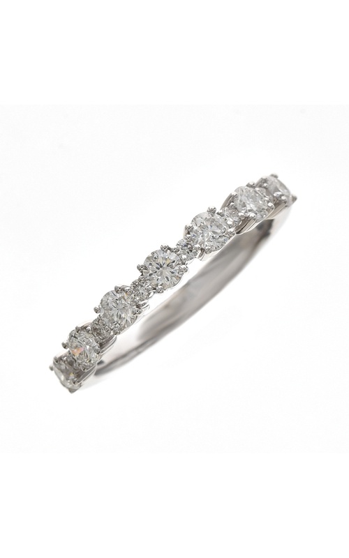 White 18 Karat Wedding Band Size 6.5 With 7 = 0.58Tw Round G/H Si Diamonds And 8 = 0.11Tw Round G/H Si Diamonds