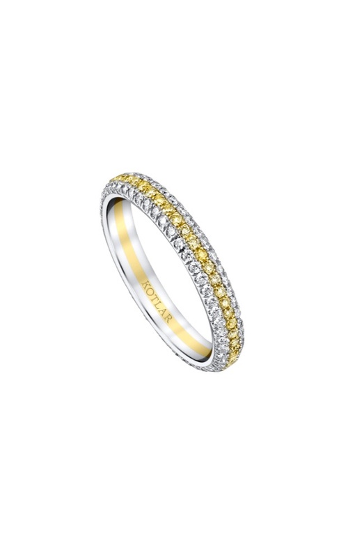 Harry Kotlar Platinum And 18K Yellow Arabesque Wedding Band Size 4.5 With = 0.42Tw Round G Vs1 Diamonds And = 0.31Tw Round Fancy Yellow Diamonds