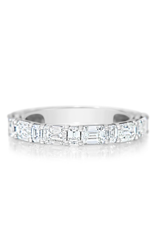 14k white gold Alternating Emerald Diamond Band with 17=2.65ctw G/H SI emerald diamonds size 6.5