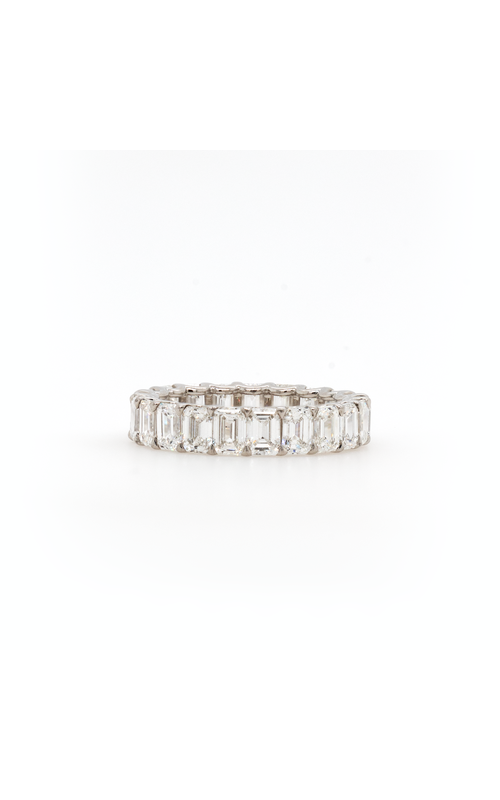 Platinum Eternity Wedding Band Size 6.5 With 21=5.25Tw Emerald G/H Vs1-Vs2 Diamonds