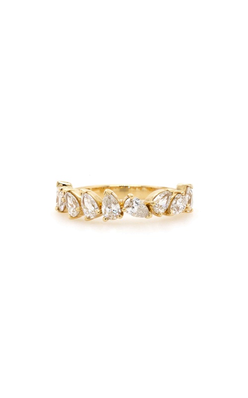 Yellow 14 Karat Wedding Band Size 6.5 With 9=1.37Tw Pear G/H Si Diamonds