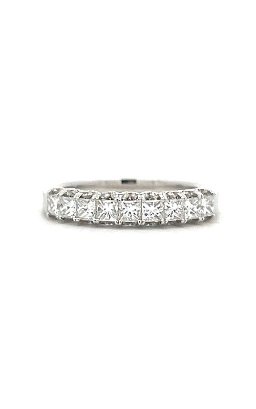 White 18 Karat Wedding Band Size 6.5 With 9=0.98Tw Princess G/H Si Diamonds And 20=0.79Tw Round G/H Si Diamonds