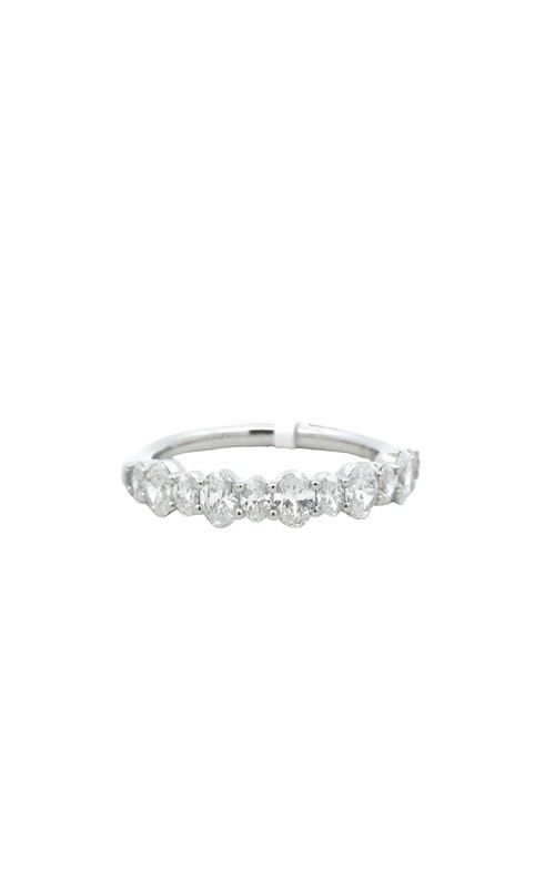 White 14 Karat Wedding Band Size 6.5 With 11 = 0.98Tw Oval G/H Si Diamonds
