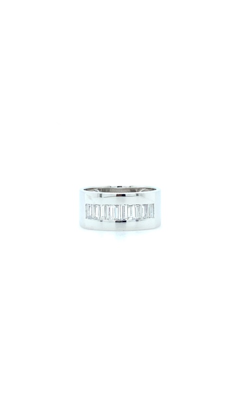 White 14 Karat Men's Diamond Wedding Band Size 10 With 10=0.83Tw Baguette Diamonds