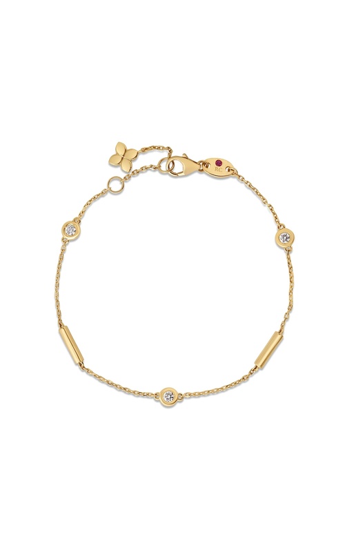 Roberto Coin 18K Yellow Gold Diamonds by the Inch Bar and Bezel Bracelet with 2=0.16Ctw GH SI Diamonds