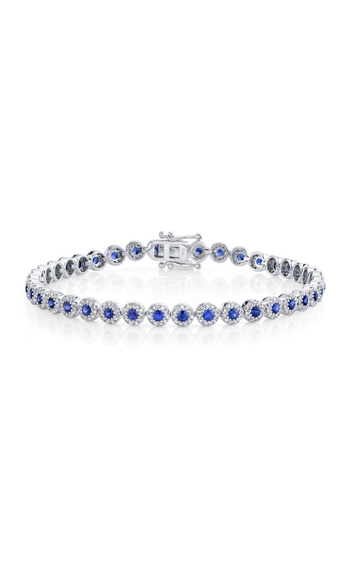 White 14 Karat Bracelet With 39 = 2.44Tw Round Sapphires And = 1.22Tw Round G/H Si Diamonds
