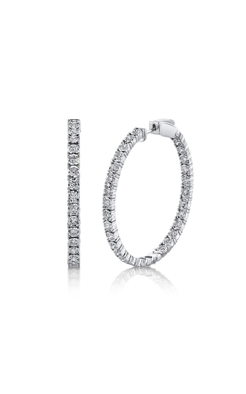 White 14 Karat Large Diamond Hoop Earrings With 62=1.90Tw Round G/H Si Diamonds