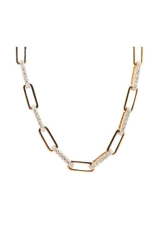 Yellow Polished 14 Karat Link Necklace Length 18 With 414=5.68Tw Round G/H Si Diamonds