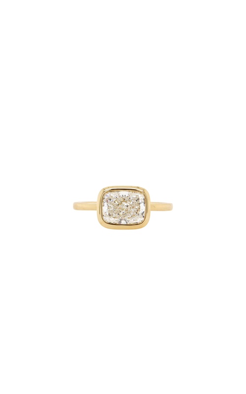 18KY BEZEL SET DIAMOND ENGAGEMENT RING WITH 2.01CT CUSHION H/VS2 DIAMOND SIZE 6.5