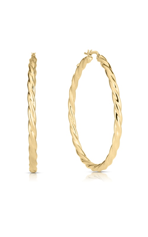 Roberto Coin Yellow 18 Karat Twisted Medium Hoop Earrings