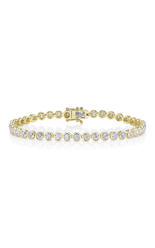 Yellow 14 Karat Diamond Bezel Tennis Bracelet With = 1.50Tw Round G/H Si Diamonds