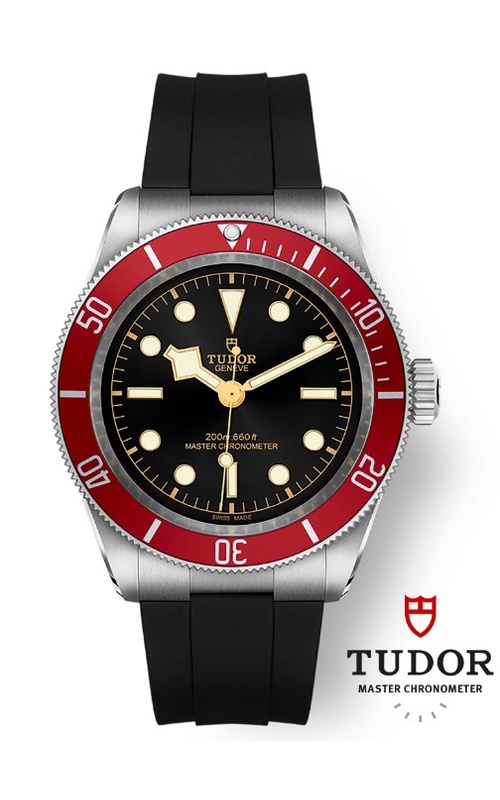 PRE-OWNED TUDOR BLACK BAY 41MM SS BURGUNDY BEZEL BLACK DIAL RUBBER STRAP - YES BOX AND PAPERS CIRCA 2026
