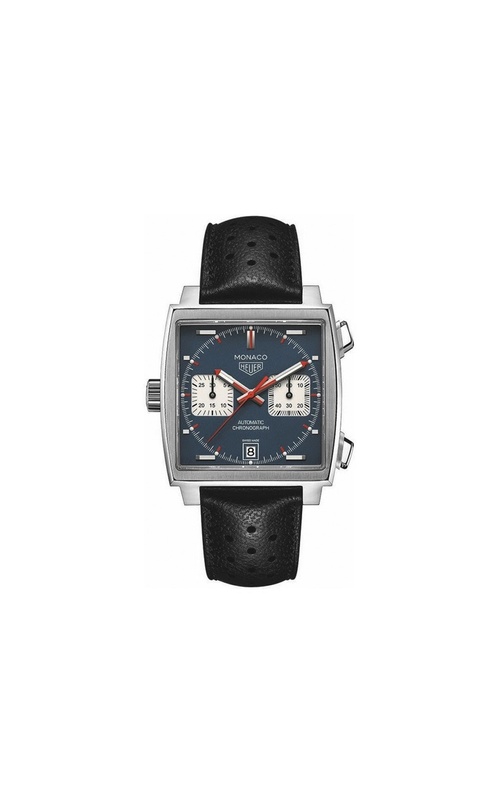 PRE-OWNED TAG HEUER MONACO 39MM SS CALIBRE 11 AUTOMATIC CHRONOGRAPH BLUE DIAL BLUE CALF STRAP W/ DEPLOYANT BUCKLE - YES BOX AND PAPERS CIRCA 2026