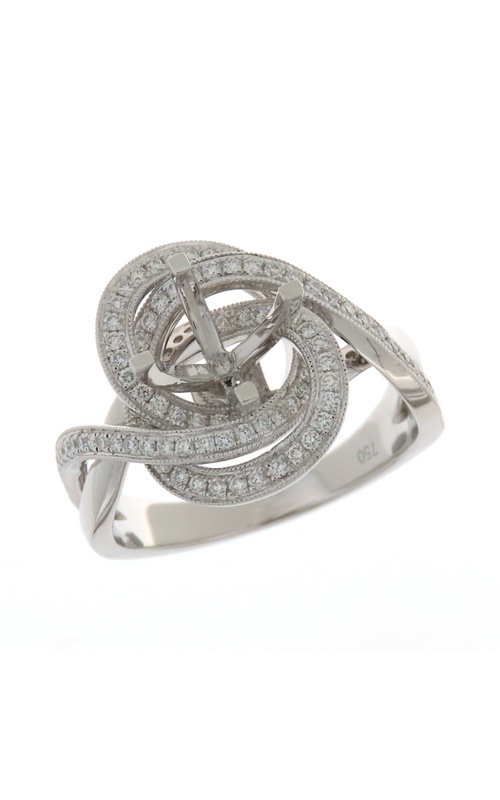 White 18 Karat Semi-Mount Ring Size 6.5 With 98 = 0.41Tw Round G/H Si Diamonds