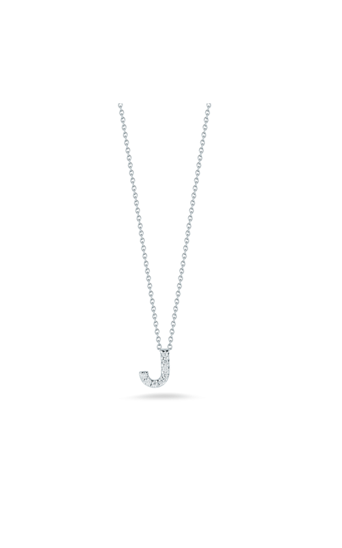 Roberto Coin Diamond Love Letter J Necklace White 18 Karat Pendant With 8=0.04Tw Round G/H Si Diamonds