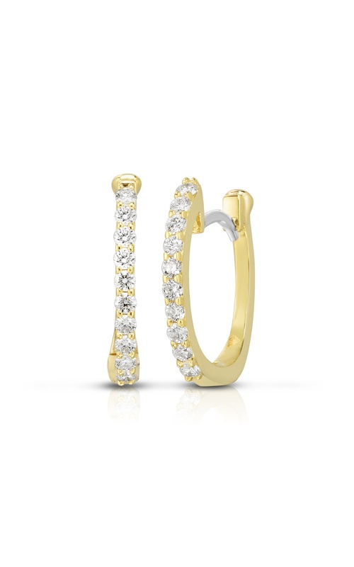 ROBERTO COIN 18K YELLOW GOLD PERFECT DIAMOND HOOP® PAVE DIAMOND HUGGIE EARRINGS WITH 20=0.20CTW G/H SI ROUND DIAMONDS