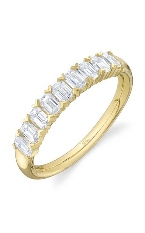 Yellow 14 Karat Fashion Ring Size 7 With 9=0.89Tw Emerald G/H Si Diamonds