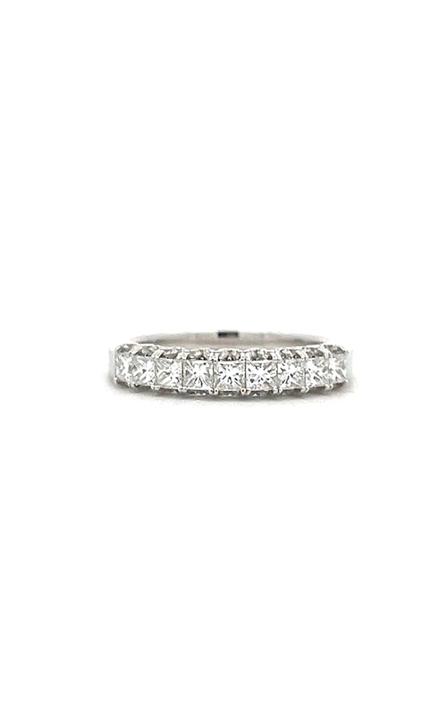 White 18 Karat Wedding Band Size 6.5 With 9=0.69Tw Princess G/H Si Diamonds And 20=0.62Tw Round G/H Si Diamonds