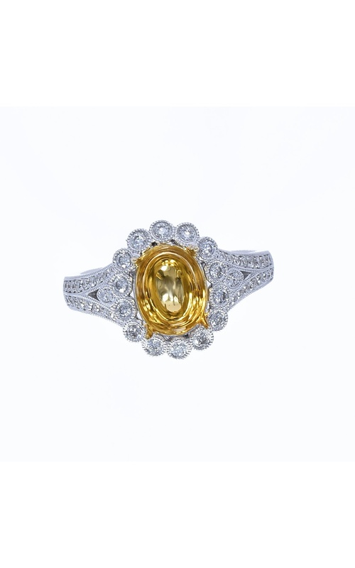 White/Yellow 18 Karat Semi-Mount Ring Size 6.5 With 58 = 0.48Tw Round G/H Si Diamonds