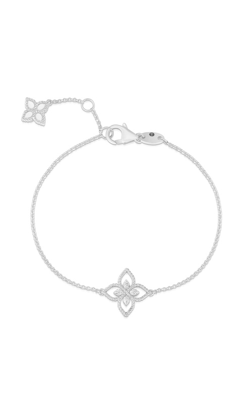 Roberto Coin White 18 Karat Princess Flower Bracelet With 4 = 0.04Tw Round G/H Si Diamonds