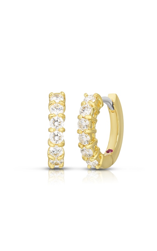 ROBERTO COIN 18K YELLOW GOLD THE PERFECT DIAMOND HOOP® HUGGIE EARRINGS WITH 12=0.70CTW G/H SI ROUND DIAMONDS