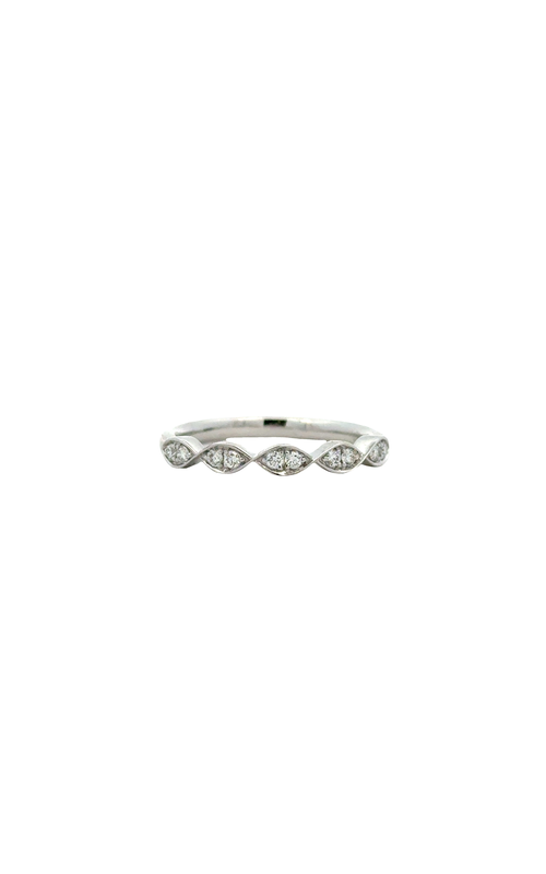 Lady's White 18 Karat Wedding Band Size 6.5 With 10 = 0.14Tw Round G/H Si2 Diamonds
