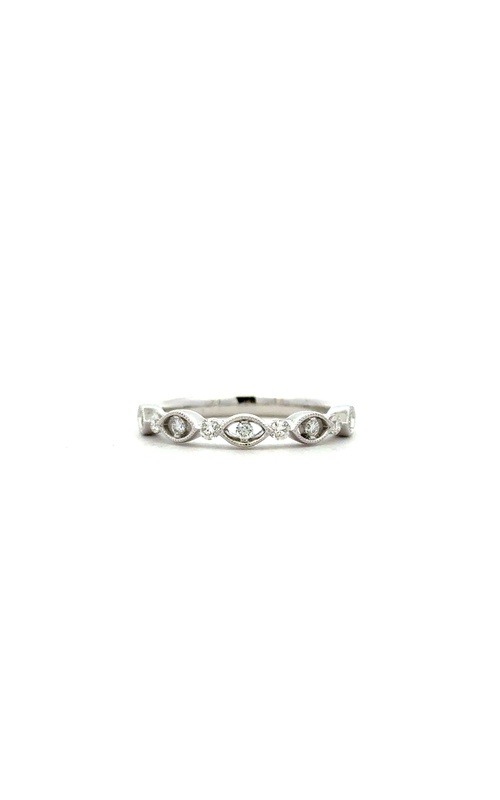 Lady's White 18 Karat Wedding Band Size 6.5 With 9 = 0.21Tw Round G/H Si2 Diamonds