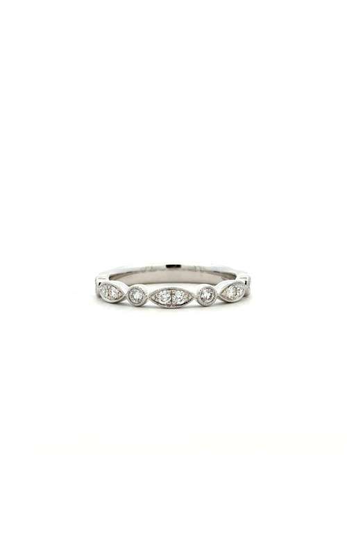 Lady's White 18 Karat Wedding Band Size 6.5 With 10 = 0.25Tw Round G/H Si2 Diamonds