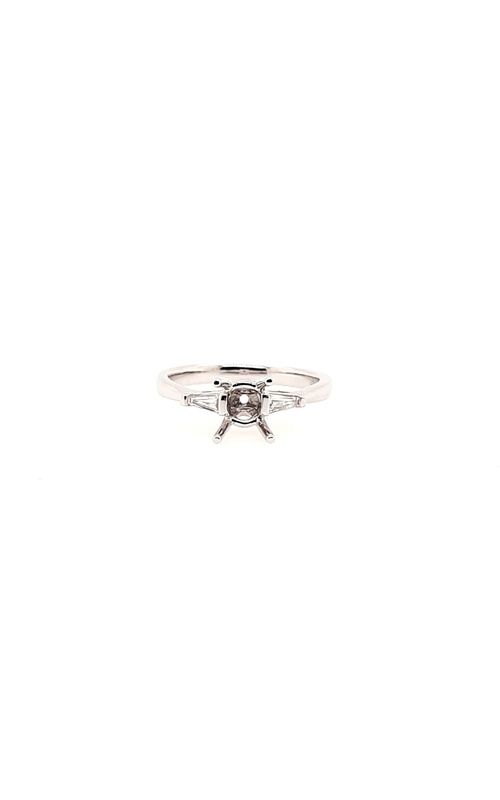 White 18 Karat Semi-Mount Ring Size 6.5 With 2=0.15Tw Trapezoid G/H Si2 Diamonds