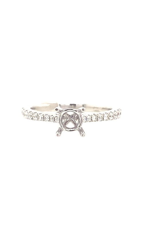 White 18 Karat Semi-Mount Ring Size 6.5 With 18=0.22Tw Round G/H Si2 Diamonds