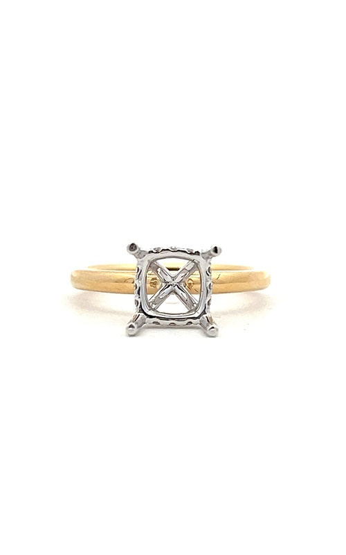 White/Yellow 18 Karat Semi-Mount Ring Size 6.5 With 12 = 0.13Tw Round G/H Si3 Diamonds