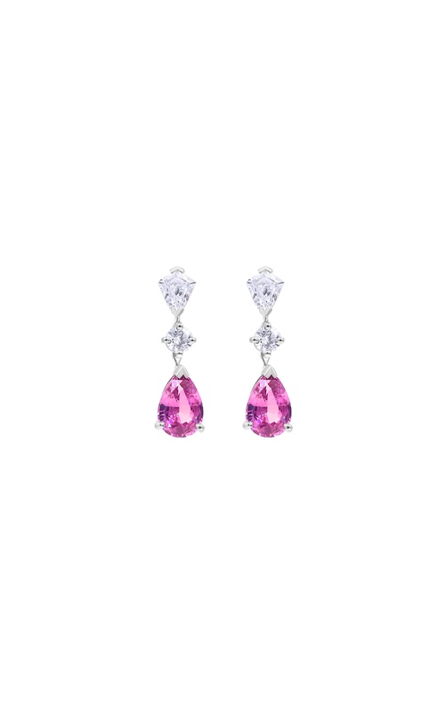 Oscar Heyman Platinum earrings with 2=4.27ct Pink Sapphires, 2=1.02ctw Kite Shaped Diamonds and 2=0.50ctw Round Diamonds