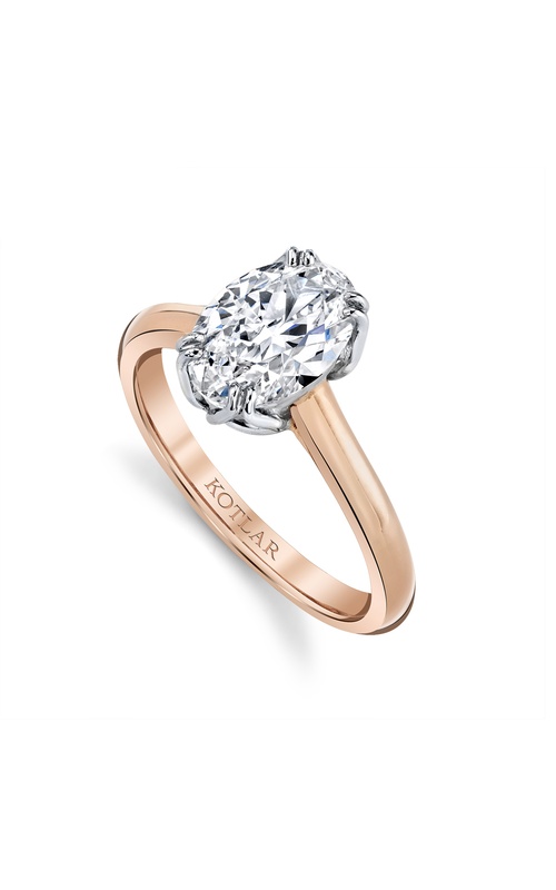 Harry Kotlar 18k rose gold/Platinum diamond engagement ring with one 1.82ct F SI1 Oval diamond