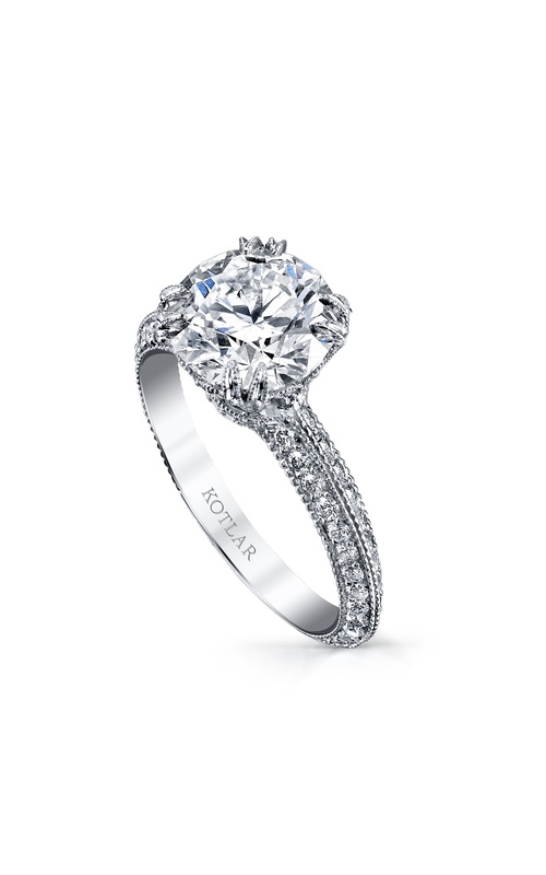 Harry Kotlar platinum diamond engagement ring with one 2.31ct I SI2 round diamond and 0.61ctw I VS1 round diamonds