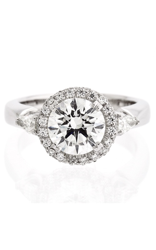 Harry Kotlar Platinum diamond engagement ring with one 1.75ct I VS2 round diamond, 2=0.23ctw J SI1 shield diamonds and 0.24ctw I VS1 round diamonds