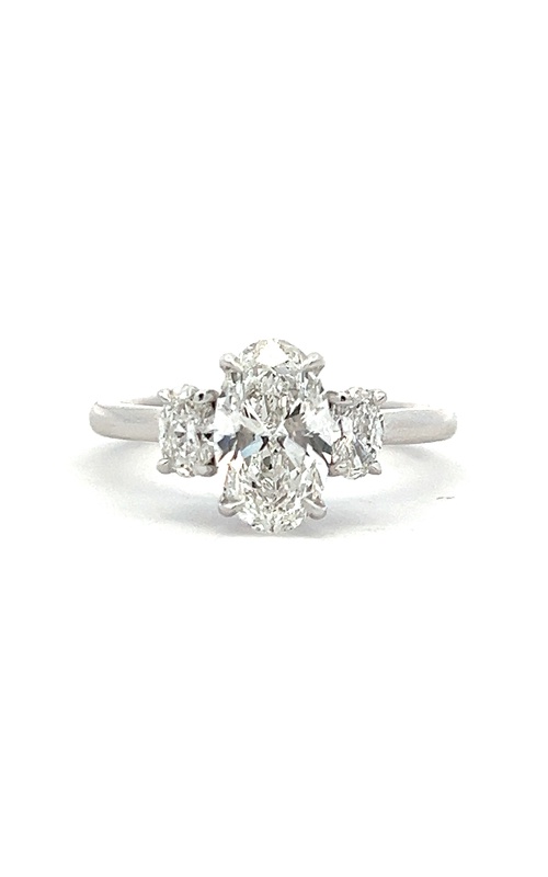 Platinum Engagement Ring Size 6.5 With One 1.50Ct Oval F Vs2 Diamond And 2=0.40Tw Oval G Vs Diamonds
