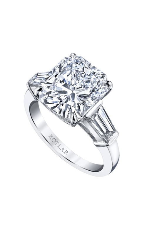Harry Kotlar Platinum Engagement Ring Size 5 With One 4.91Ct Radiant E Si1 Diamond And 2 0.71Tw Tapered Baguette G Vs1 Diamonds