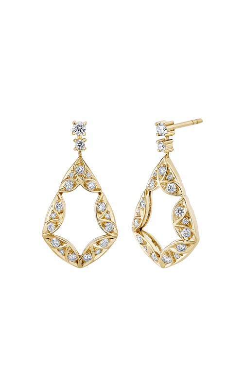 Harry Kotlar 18k yellow gold diamond Bloom drop earrings with 0.90ctw G VS2 round diamonds