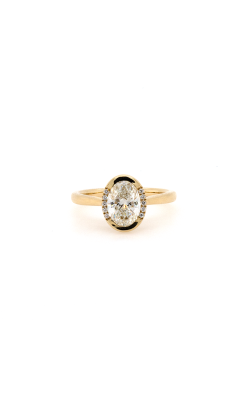 Yellow 14 Karat Engagement Ring Size 6.5 With One 1.50Ct Oval H Vvs1 Diamond And 28=0.13Tw Round Diamonds
