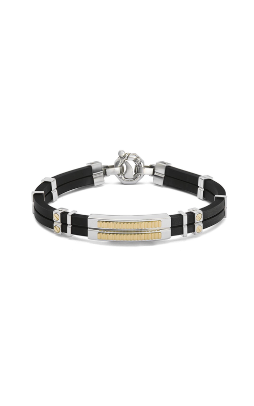 Baraka 18k yellow gold/stainless steel and rubber bracelet