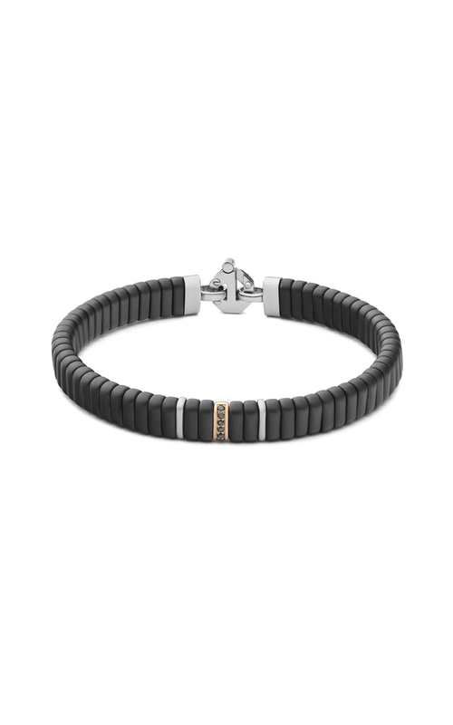 Baraka 18k rose gold/stainless steel and ceramic bracelet with 6=0.08ctw round diamonds