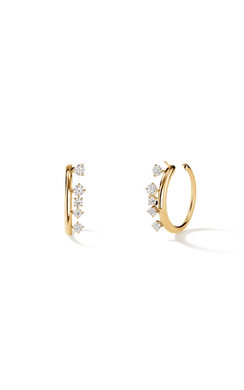 Hearts On Fire Yellow 18 Karat Barre Floating Diamond Small Hoop Earrings With 10=1.44Tw Round G/H Vs Diamonds